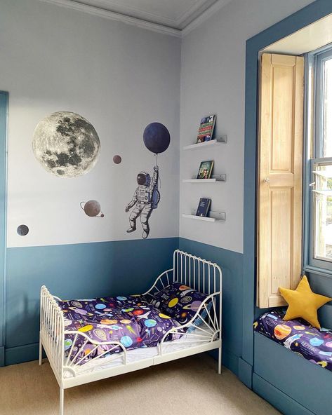 Interior Paint Finishes, Wood Cupboard, Space Themed Room, Simple Interior, Below Deck, Painted Paneling, Color Depth, Painted Ceiling, Boy's Bedroom