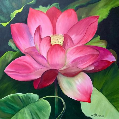 Lotus Water Colour Painting, Water Lily Acrylic Painting, Lotus Pond Drawing, Indian Lotus Painting, Lily Painting Acrylic, Lotus Acrylic Painting, Dumbo Drawing, Floating Leaves, Butterfly On Flower