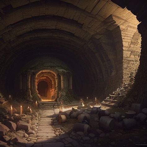 #catacombs #fantasy Catacombs Fantasy Art, Underground Catacombs Fantasy Art, Underground Cavern Fantasy Art, Training Area Fantasy Art, Fantasy Catacombs, Fantasy Cave Entrance, Cave City Fantasy Art, Catacombs Art, Catacombs Aesthetic