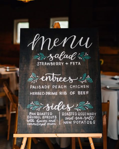 Menu For Wedding, Chalk Menu, Wedding Table Menus, Chalkboard Lettering, Wooden Wedding Signs, Menu Boards, Wedding Buffet, Wedding Menu Cards, Wooden Wedding