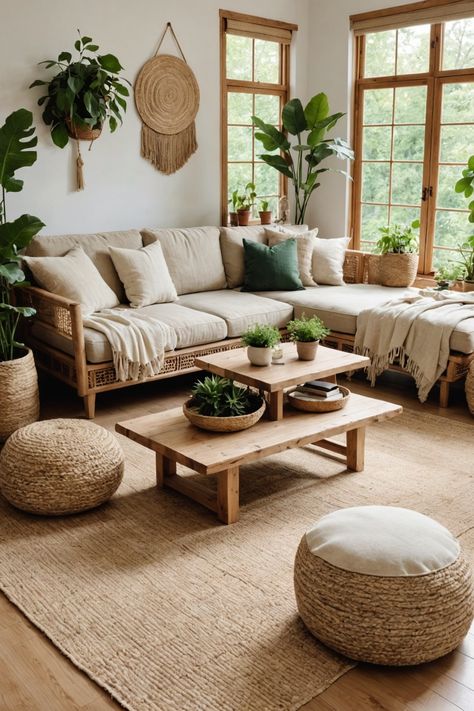 21 Bohemian Living Room Ideas – The Dear Lab Southwestern Modern Living Room, Clean Boho Living Room, Minimalistic Boho Living Room, Living Room Bohemian Modern, Natural Decor Living Room, Boho Interior Design Living Room, Boho Family Room, Room Inspiration Boho, Earthy Homes