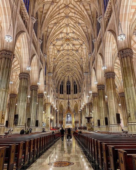 "St. Patrick's Cathedral is the largest decorated Neo-Gothic-style Catholic cathedral in North America. The cathedral can accommodate 3,000… St Patrick's Cathedral, Milan Cathedral, San Patrick, Beautiful Churches, Cathedral Architecture, Sacred Architecture, Cathedral Church, Unique Buildings, Church Architecture