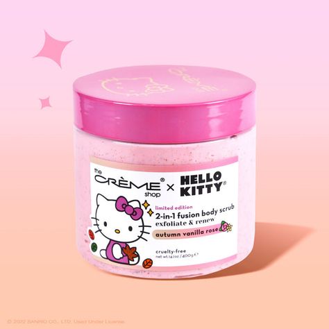 Hello Kitty X Creme, Rose Scrub, Commercial Bathroom, Meliodas And Elizabeth, The Creme Shop, Creme Shop, Pink Soap, Clean Bathroom, Coastal Bathroom