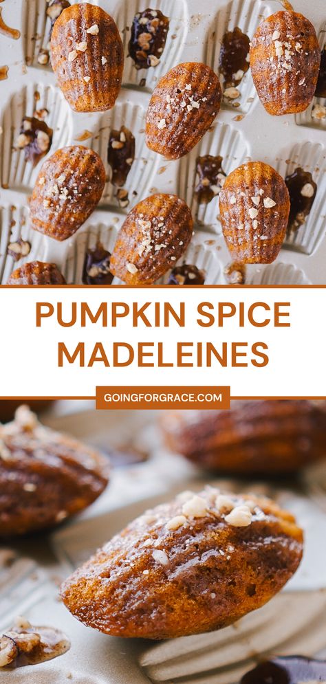 Pumpkin Spice Madeleines, French Recipes Authentic, Madeleines Recipe, Madeleine Recipe, Pumpkin Spice Syrup, Maple Glaze, Fall Dessert Recipes, Pumpkin Pecan, Spice Cookies