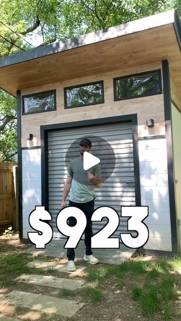 Andrew Thron Improvements on Instagram: "Modern Shed Cost Breakdown 💰  Here is exactly how much it cost to build this 10’x10’ modern shed.   The roll up door on the shed really “broke the bank”, but I think it looks really cool!   Comment “Ebook” and I will send you my FREE framing guide so that you can build a similar shed!  #diy #shed #costbreakdown #modernshed #howto #homeimprovement #backyard #gardenshed" Diy Modern Shed, Storage Buildings Ideas Sheds Backyards, 8x12 Shed Interior, How To Build A Storage Shed, Gym Shed Backyard, Lean To Shed Against House, Diy Office Shed, Build A Shed Diy, Diy Small Shed