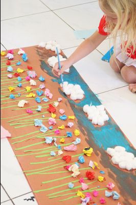 spring mural Spring Garden Crafts, Collaborative Art Projects, Murals For Kids, Spring Preschool, Spring Crafts For Kids, Kindergarten Art, Collaborative Art, Spring Activities, Spring Art