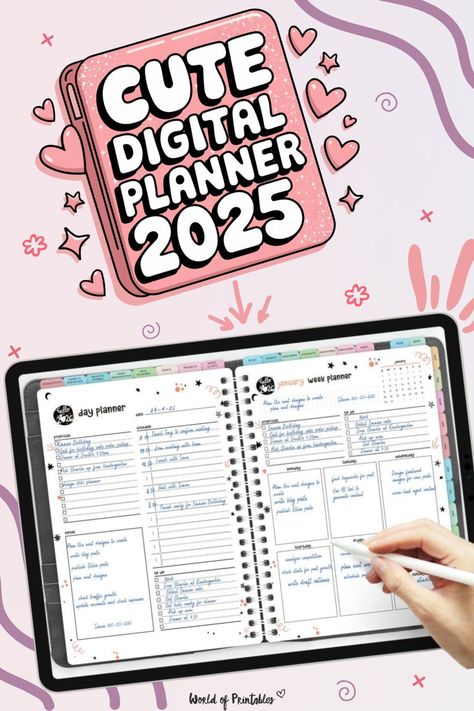 Free 2025 Digital Planner for iPad and Tablet Planner Ipad Template, Planner Templates Free Printables, Planner On Ipad, Budget Planner Ipad, Monthly Planner Aesthetic, Monthly Planner Bullet Journal, Goodnotes Template Free Study, Weekly Planner Template Free Printable, Ipad Monthly Planner