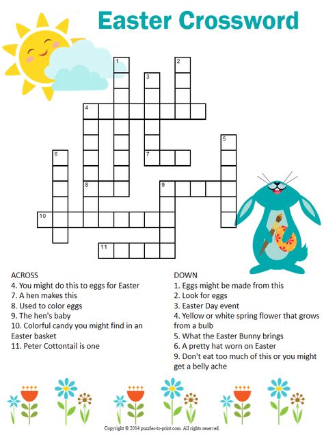 Printable Easter crossword puzzle would make a fun holiday activity for school or home.  This is a secular version and free for you to print as you wish. Christian Easter Art, Easter Crossword, Kids Crossword Puzzles, Christian Puzzles, Easter Art Project, Printable Easter Activities, Easter Puzzles, Easter Games For Kids, Animal Report