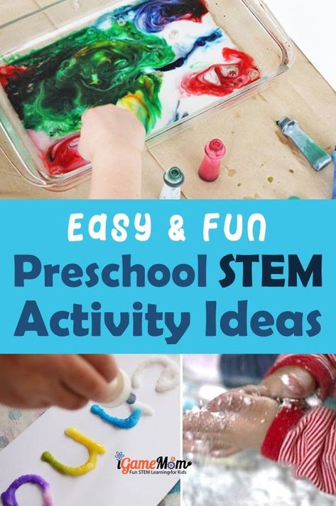 Fun STEM activities for preschool and toddler age kids. Hands on fun to spark the interest in Science Technology Engineer Math at early childhood stage. #STEMforKids #iGameMomSTEM #STEMactivities #STEMeducation #STEMforKids Easy Stem Projects, Easy Stem Activities, Summer Stem Activities, Stem Preschool, Simple Stem Activities, Stem Activities For Kids, Stem Activities Preschool, Elementary Stem Activities, Fun Stem Activities