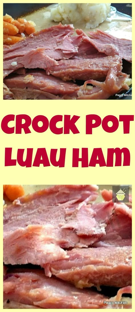 Crock Pot Luau Ham - A delicious tender juicy ham with great flavour!  This is great to have as a main meal or indeed use as cold cuts, for appetizers, parties, sandwiches.. the sky's the limit! Juicy Ham, Slow Cooked Ham, Cooking Ham, Cooking Asparagus, Luau Food, Crock Pot Food, Crockpot Dishes, Hawaiian Food, Crock Pot Slow Cooker