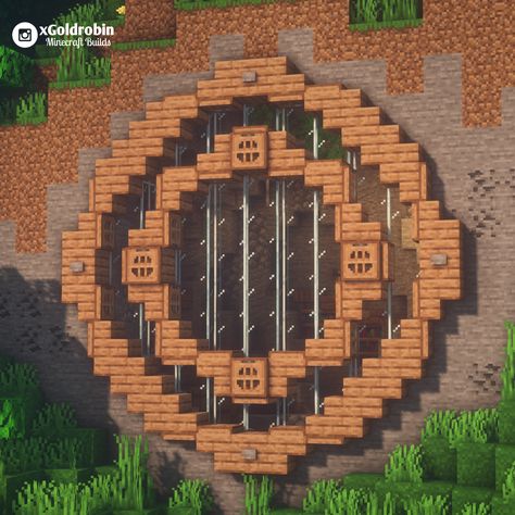 Minecraft Circle, Chalet Minecraft, Minecraft Circles, Mountain House Design, Circle Window, Minecraft Decoration, Minecraft Houses Survival, Minecraft Interior Design, Minecraft Cottage