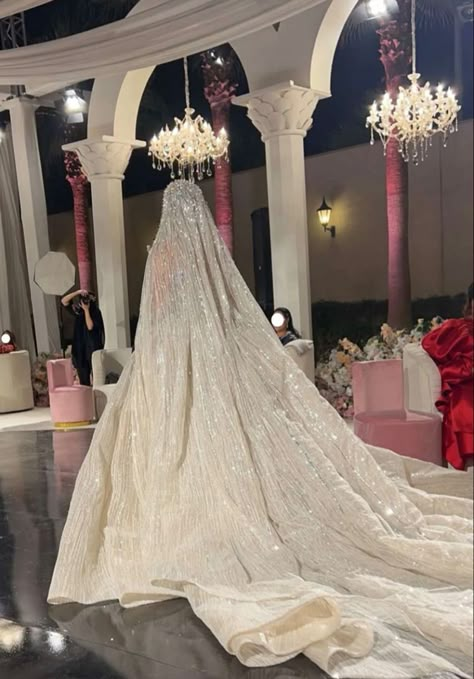 Arab Wedding Dress, Muslim Wedding Gown, Extravagant Wedding Dresses, Bridal Veils And Headpieces, Lebanese Wedding, Ball Gowns Wedding Dress, Red Wedding Theme, Hijab Wedding Dresses, Wedding Stage Design