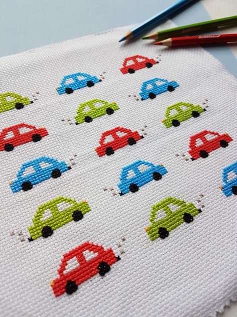 Cars Cross Stitch, Pixel Art Animals, Honda Civic Hatchback, Crochet Hat Free, Pola Kristik, Honda Fit, Dodge Challenger, Counted Cross Stitch Patterns, Stitch Design