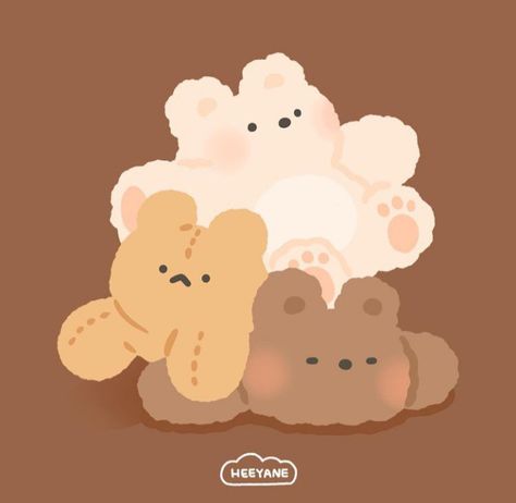 Cute Bear Drawings Kawaii, Neutral Widgets, Brown Pfp, Brown Cartoon, Teddy Bear Wallpaper, Cute Bear Drawings, Ipad Background, Baby Illustration, Cute Food Drawings