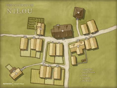 Small Village Map, Fantasy City Map, The Outpost, Village Map, Fantasy Town, Fantasy World Map, Tabletop Rpg Maps, Rpg Maps, Area Map