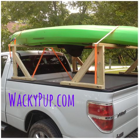 Wacky Pup Kayak Rack Diy, Kayak Rack For Truck, Kayak Holder, Kayak Transport, Kayak Outriggers, Camper Mods, Canoe Storage, Canoe Rack, Kayak Stand