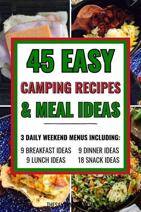 Discover 45 easy camping recipes and meal ideas perfect for families! This collection includes 9 breakfast, lunch, and dinner ideas, along with 18 snack recipes for a stress-free weekend outdoors. Whether you’re looking for meals to feed a crowd or quick dishes for kids, these camping recipes make outdoor cooking simple and delicious. From hearty dinners to tasty snacks, this guide has everything you need to enjoy your next camping adventure with family and friends. Meals To Feed A Crowd, Meal Ideas For Families, Easy Camping Recipes, Breakfast Lunch And Dinner Ideas, Camp Meals, Lunch And Dinner Ideas, Simple Camping, Camping Menu, Meal Prep Guide