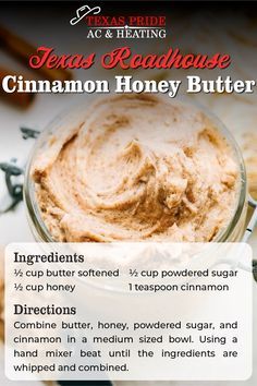 Cinnamon Butter Recipe Texas Roadhouse, Honey Cinnamon Butter Texas Roadhouse, Honey Cinnamon Dessert, Butter From Texas Roadhouse, Texas Roadhouse Honey Butter Recipe, Cinnamon Honey Butter Texas Roadhouse, How To Make Texas Roadhouse Butter, Texas Road House Cinnamon Butter, Homemade Texas Roadhouse Butter