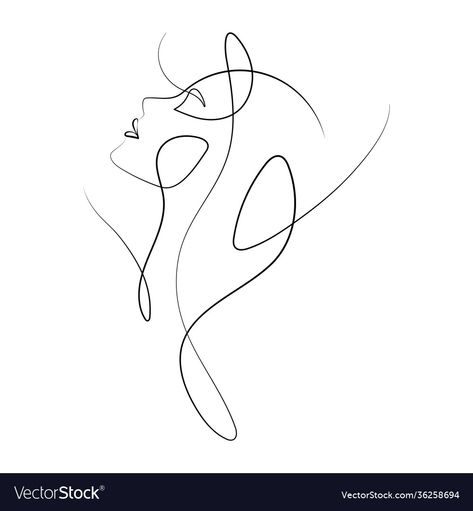 Lady Line Drawing, One Line Art Face, Female Face Line Art, One Line, Face Line Art, Virgo Tattoo, Love Heart Images, Line Art Drawing, Line Artwork