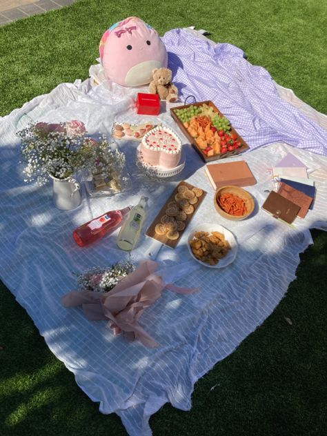 Picnic Birthday Outfit Ideas, Picnic Food Ideas Valentines Day, Cakes For Picnics, 21 Birthday Picnic, Tea Party Picnic Birthday, 21st Birthday Picnic Ideas, 25th Birthday Picnic, Cute Picnic Party, Girly Picnic Ideas