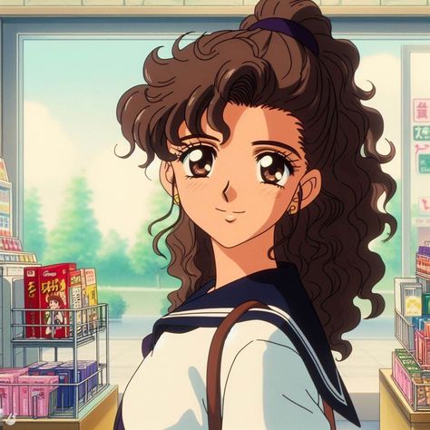 #anime #90s #ai 90s Anime Women, 1990 Aesthetic, 70s Anime, 1990s Anime, 80s Anime, 90 Anime, Fun Pictures, Old Anime, Anime Hair