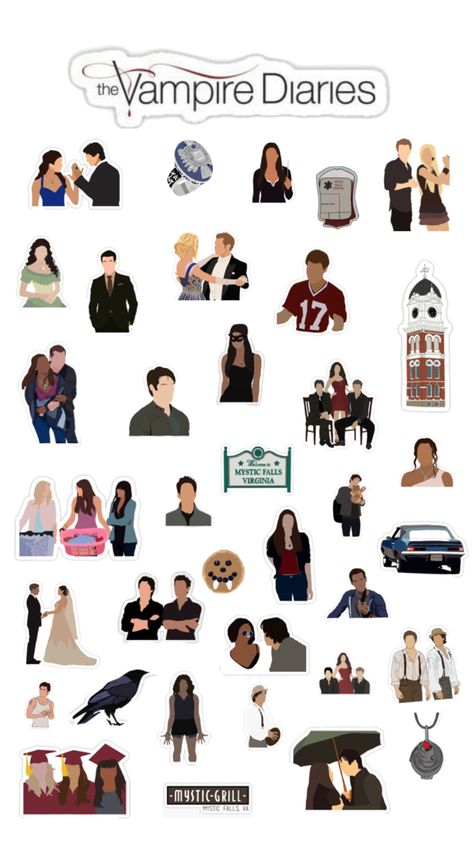 Mystic Falls, The Vampire Diaries, Vampire Diaries The Originals, Powerpuff Girls, The Vampire, Vampire Diaries, Cute Stickers, Tv Series, Sketch Book