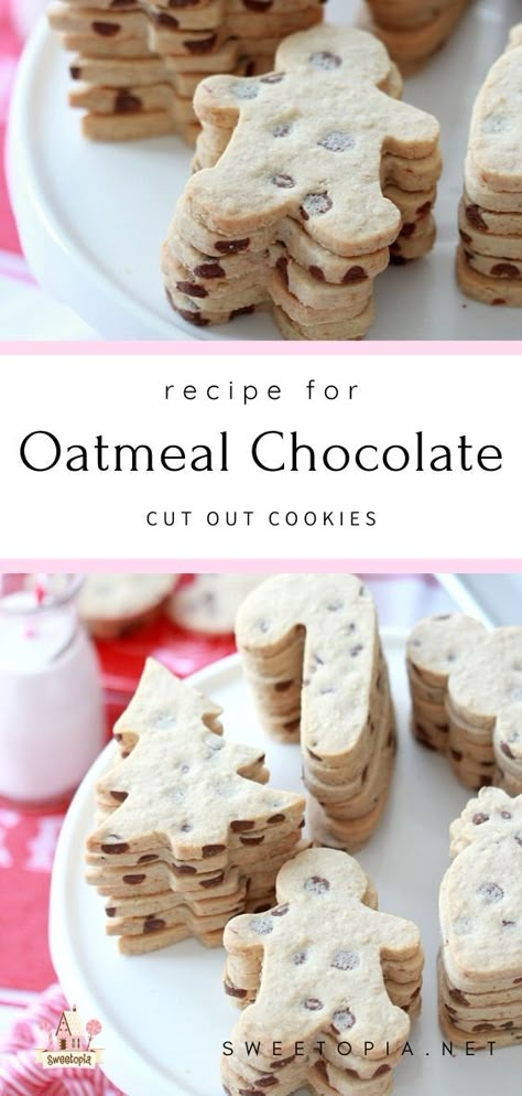 Oatmeal Cutout Cookies, Healthy Roll Out Cookies, Roll Out Chocolate Chip Cookies, Roll Out Cookie Flavors, Roll Out Cookies Cut Outs, Flavored Roll Out Cookies, Roll Out Cookie Recipes, Rolled Cookies Recipes Cut Outs, Chocolate Chip Cutout Cookies