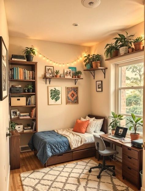 Small Room Makeover, Home Designs Exterior, Small Room Decor, Dekorasi Kamar Tidur, Dorm Room Inspiration, Pinterest Room Decor, Small Bedroom Decor, Room Redesign, Small Room Design