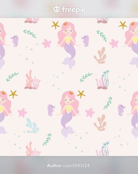 Cute mermaid seamless pattern background... | Premium Vector #Freepik #vector #background #pattern #baby #water Fabric Study, Mermaid Background, Mermaid Illustration, Birthday Sister, Cute Mermaid, Vector Background Pattern, Mermaid Theme, Pattern Baby, Sister Birthday