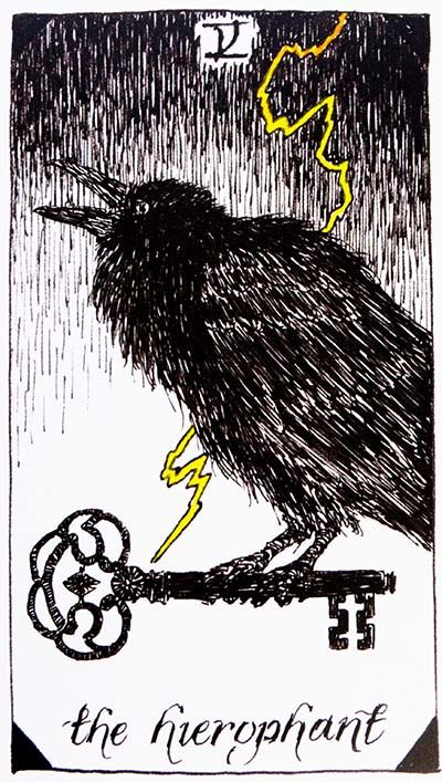 Hierophant Tarot, The Wild Unknown Tarot, Kim Krans, Wild Unknown Tarot, Witch Stuff, A Crow, The Hierophant, Tarot Major Arcana, Crows Ravens