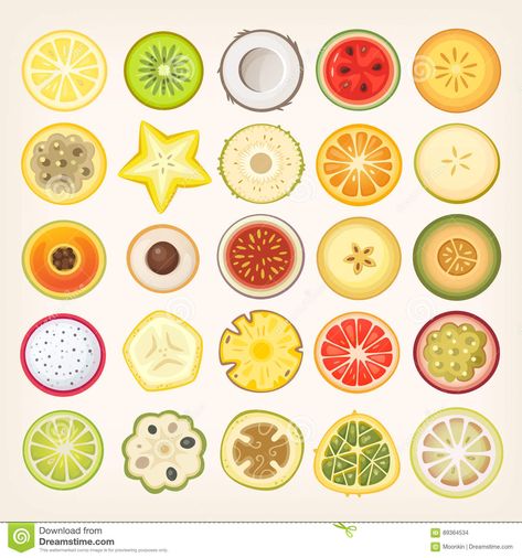 Fruits Drawing, Fruit Slices, Fruit Slice, Banana Slice, Fruit Painting, Funny Tattoos, Fruit Art, Circle Shape, The Roots