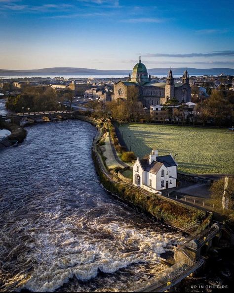 This Is Galway on Instagram: “Looking out from the River Corrib across Galway Bay to the Clare Mountains and beyond 💛👀 Fantastic shot captured from way up high by…” Best Of Ireland, Galway City, County Galway, Erin Go Bragh, Love Ireland, County Clare, Latin Quarter, Wild Atlantic Way, Galway Ireland