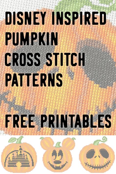 Free Printable Disney Inspired Pumpkin Cross Stitch Patterns - Perfect for Halloween, download these free printable cross stitch pumpkin patterns inspired by Disney, including Jack Skellington, Mickey Mouse, and the Castle. via @zoecorkhill Free Printable Cross Stitch Patterns, Disney Christmas Cross Stitch Patterns Free, Disney Christmas Cross Stitch Patterns, Cross Stitch Halloween, Disney Halloween Cross Stitch, Christmas Disney Cross Stitch Patterns Free, Free Cross Stitch Patterns To Download, Free Cross Stitch Patterns, Disney Halloween Cross Stitch Patterns