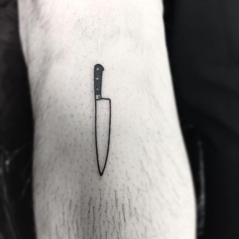 Knife And Rose Tattoo, Cooking Tattoo, Chef Tattoo, Stick Poke Tattoo, Food Tattoos, Knife Tattoo, Handpoke Tattoo, Omerta Tattoo, Stick N Poke Tattoo