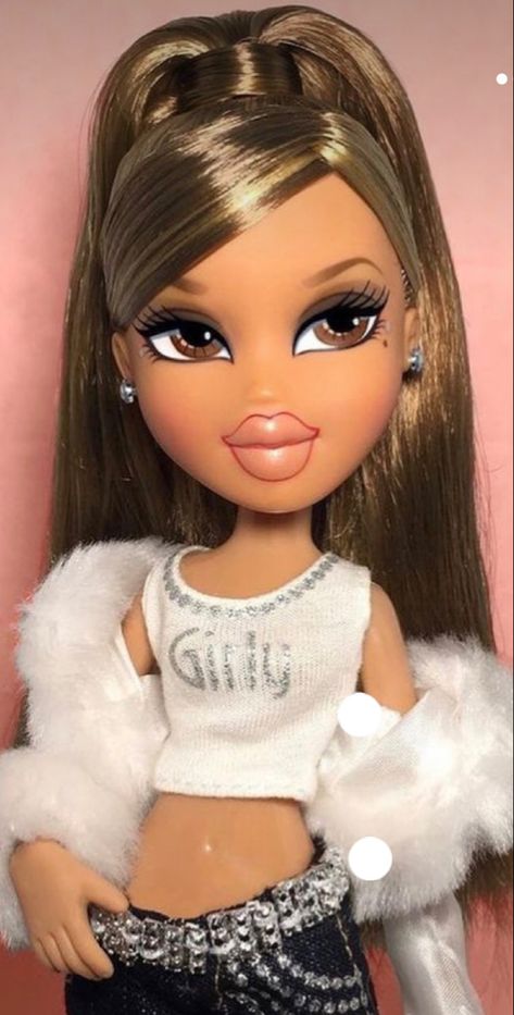 Bratz Doll Brown Hair Brown Eyes, Bratz Hair Styles, Bratz Ponytail, Bratz Brown Hair Brown Eyes, Bratz Brown Hair, Barbie With Brown Hair, Bratz Doll Hairstyles, Bratz Doll Hair, Blonde Bratz Doll