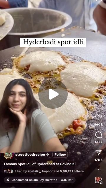 Pragya saini on Instagram: "Instant Hyderabadi spot idli recipe😍 * SAVE IT FOR YOUR NEXT BREAKFAST*
It turned out 10/10
If you don’t live in Hyderabad then you need to cook this heavenly dish for yourself.
It took me only 15 minutes to prepare it other than the preparation time.

Recipe:
1 spoon butter/ ghee
1 tsp jeera 
10 curry leaves 
Green chillies (optional)
Add 1 chopped onion
1 chopped Tomato 
Cook it for a while
Add 1:4 tsp salt and 2 tbsp podi / Gunpowder 
Divide the masala into four sections 
Pour dosa batter on top of all the sections and cover & cook it for 10-12 minutes or untill the batter becomes solid.
Then flip it and cook it for another 4-5 minutes.
Now serve it with some ghee, podi and chutney.
.
Initial video credits: @streetfoodrecipe ❤️

#recipe #spotidli  #breakfast Dosa Podi Recipe, Spot Idli, Masala Idli, Spoon Butter, Podi Recipe, Dosa Batter, Idli Recipe, Cooking Tomatoes, Video Credits