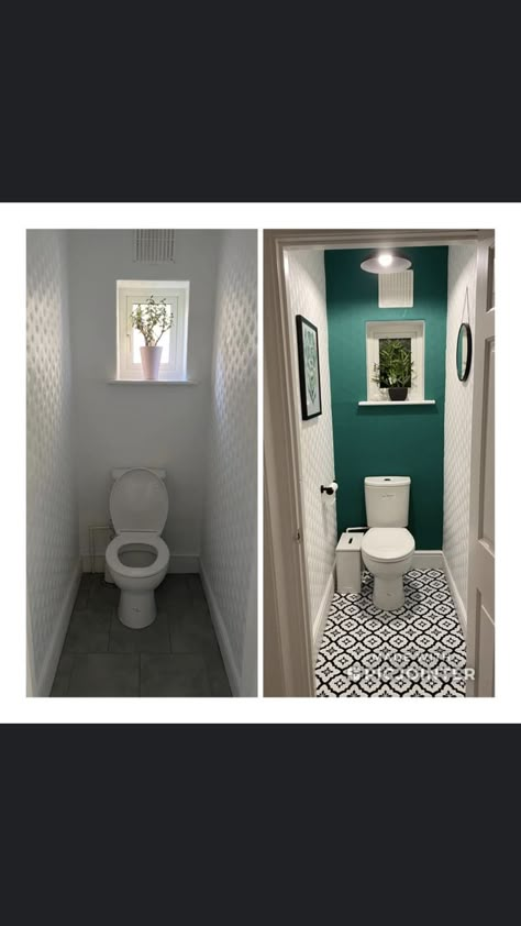 Toilet Room With Window Ideas, Bathroom With Just Toilet, Toilet With Window Behind It, Toilet Room Paint Ideas, Small Toilet Room Downstairs Loo, Small Toilet Room With Window, Small Wc Ideas Downstairs Loo, Toilet Makeover, Toilet Stall