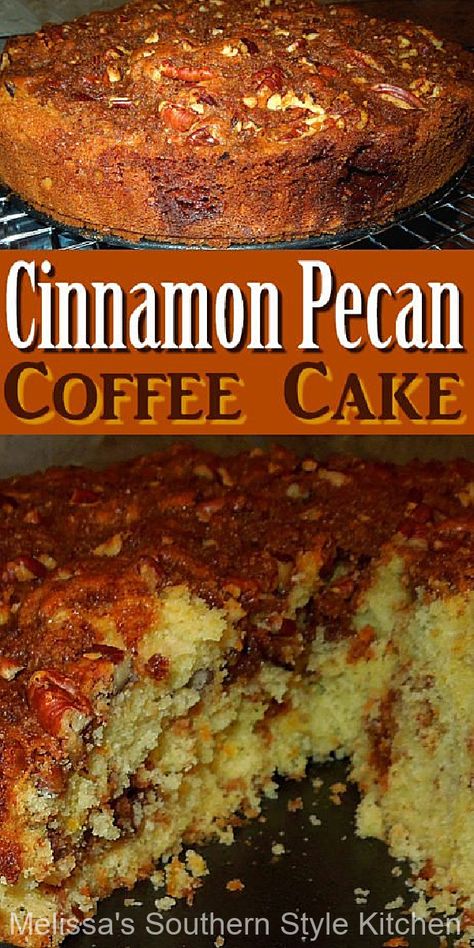 Filled Coffee Cake, Melissas Southern Style Kitchen, Crumb Cakes, Pecan Coffee Cake, Cake Cinnamon, Cinnamon Coffee Cake, Cinnamon Pecans, Sour Cream Coffee Cake, Cinnamon Cake