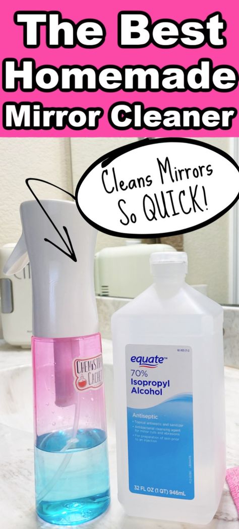 If you are looking for a quick and easy DIY that will clean mirrors fast, this homemade mirror cleaner is the best. Only a few ingredients needed for dirty mirrors or glass. We also explain vinegar vs rubbing alcohol and why dish soap is so important! This is also ammonia-free Diy Wall Cleaner Solution, Glass Shower Door Cleaner, Glass Cleaner Recipe, Clean Mirrors, Diy Glass Cleaner, Diy Vinegar, Homemade Glass Cleaner, Shower Cleaning Hacks, Cleaning Naturally