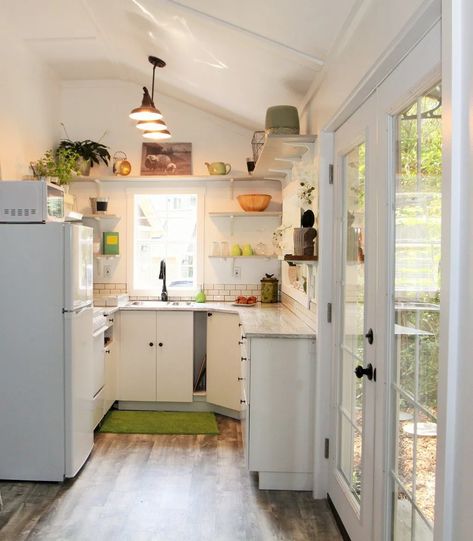 Unique Tiny Home, Tiny Home Ideas, Port Townsend Washington, Tiny House Cottage, Shed Tiny House, Tiny Kitchen Design, Alternative Housing, Shed Home, Shed To Tiny House