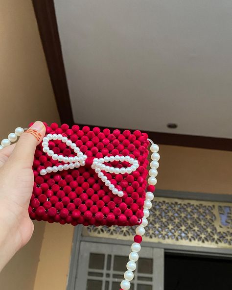 ~crimson butterfly Red bag~💕👌 Add a touch of elegance to your outfit with this stunning red beaded accessory, featuring a delicate white beaded butterfly. Perfect for making a statement and adding a hint of charm to any look. 🦋 #FashionStatement #elegantdetails #fashionstyle #fashion #instamood #instagram #jewelry #baglover #bag #handmade #luxurylifestyle #beads #beadsbeadsbeads #beadwork Crimson Butterfly, Beads Bag, Beaded Butterfly, Bead Bag, Instagram Jewelry, Red Bag, Red Beads, Beaded Bags, Red Bead