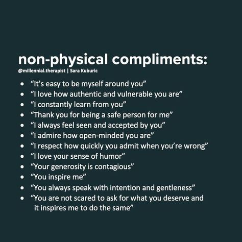 Sara Kuburic on Instagram: "I haven’t done this in a while…so, what’s your favourite non-physical compliment? #thankyou #gratitude #relationships #millennialtherapist" Compliment Words, How To Communicate Better, Assertive Communication, Love Facts, Emotional Awareness, Future Love, Successful Relationships, Golden Girl, Mental And Emotional Health