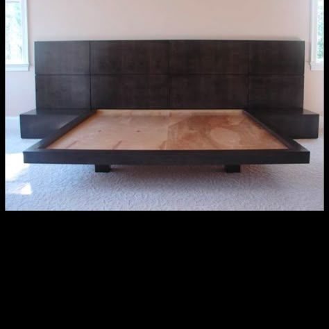 Custom king bed. Headboard. FFTcabinetry.com Flying Bed, Floating Bed Diy, Custom Bed Frame, Steel Bed Design, Headboard Diy, King Bed Headboard, Platform Bed Designs, Bed Boards, Floating Bed Frame