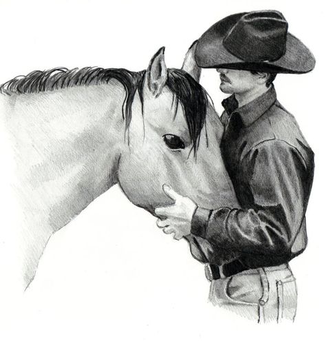 The Cowboy and His Horse. A pencil drawing of a cowboy (horse trainer) gently ho , #affiliate, #drawing, #cowboy, #pencil, #Cowboy, #Horse #ad Drawing Cowboy, Horse Pencil Drawing, Pencil Drawing Tutorials, Horse Trainer, Cowboy Horse, Horse Drawing, Cowboy Art, Horse Drawings, Equine Art