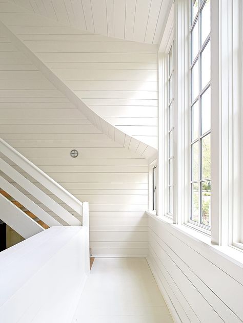 15 Ways with Shiplap | Southern Living Shiplap Staircase, Shiplap Kitchen, Brick Cottage, Rustic Backdrop, Old Fireplace, White Shiplap, Cabin Kitchens, Brick Flooring, White Room