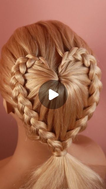 Braids For Brunettes, Fun Hair Braids, Braids Ideas For Long Hair, Heart Hairstyles For Kids, Gymnastics Braids, Cute Hairstyles Wedding, Turkey Hairstyle, Heart Braided Hairstyles, Heart Braid Hairstyle