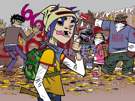 Gorillaz Phase 1, Gorillaz Official Art, Band Banners, 2d Gorillaz, Demon Days, Monkeys Band, Jamie Hewlett, Gorillaz Art, Wallpaper For Ipad