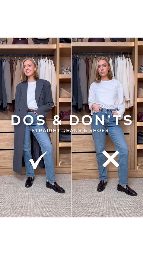 Lydia Tomlinson | How to style jeans with the right shoes ✔️! Links can be found on my LTK & I’m wearing 27R in these jeans 🤍 | Instagram How To Wear Flats With Jeans, Vintage Straight Jeans Outfits, Blue Jeans Outfit Fall, Light Blue Jeans Outfit, Lydia Tomlinson, Straight Jeans Outfit, Levis Outfit, Jeans Outfit Fall, Blue Jean Outfits