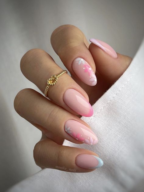 Gel Nails Ideas For Vacation, Nail Ideas Peach Color, Peach Nail Design Ideas, Peach Gel Nails Design, Gelnagels Ideas, Peach And Pink Nails, Pink And Peach Nails, Ladylike Nails, Pastel Nails Designs Summer