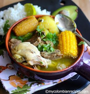 sancocho trifasico. It is a common dish although ingredients do vary by region. In Colombia it includes chicken, plantains, yucca, cilantro, corn, and potatoes. Sometimes fish is used instead of chicken in the Caribbean though you may find meat or pork instead too. Sancocho Colombiano, Columbian Recipes, Colombian Dishes, Colombian Recipes, Colombian Cuisine, Colombian Food, Caribbean Island, Latin Food, Puerto Rican